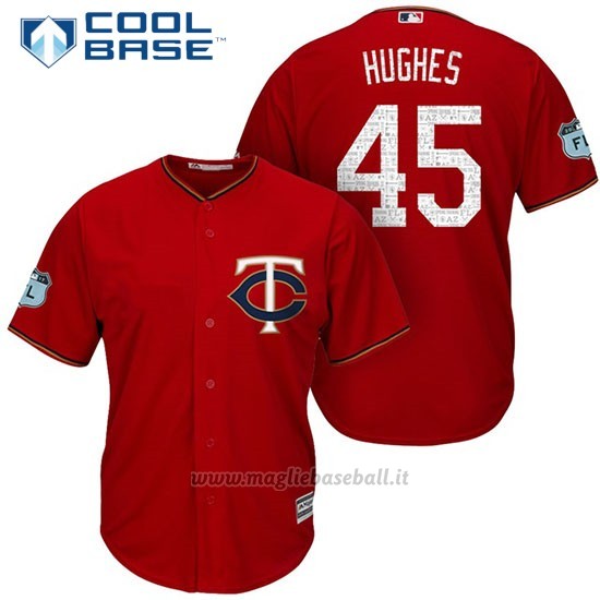 Maglia Baseball Uomo Minnesota Twins Phil Hughes Scarlet 2017 Allenamento Primaverile Cool Base Giocatore